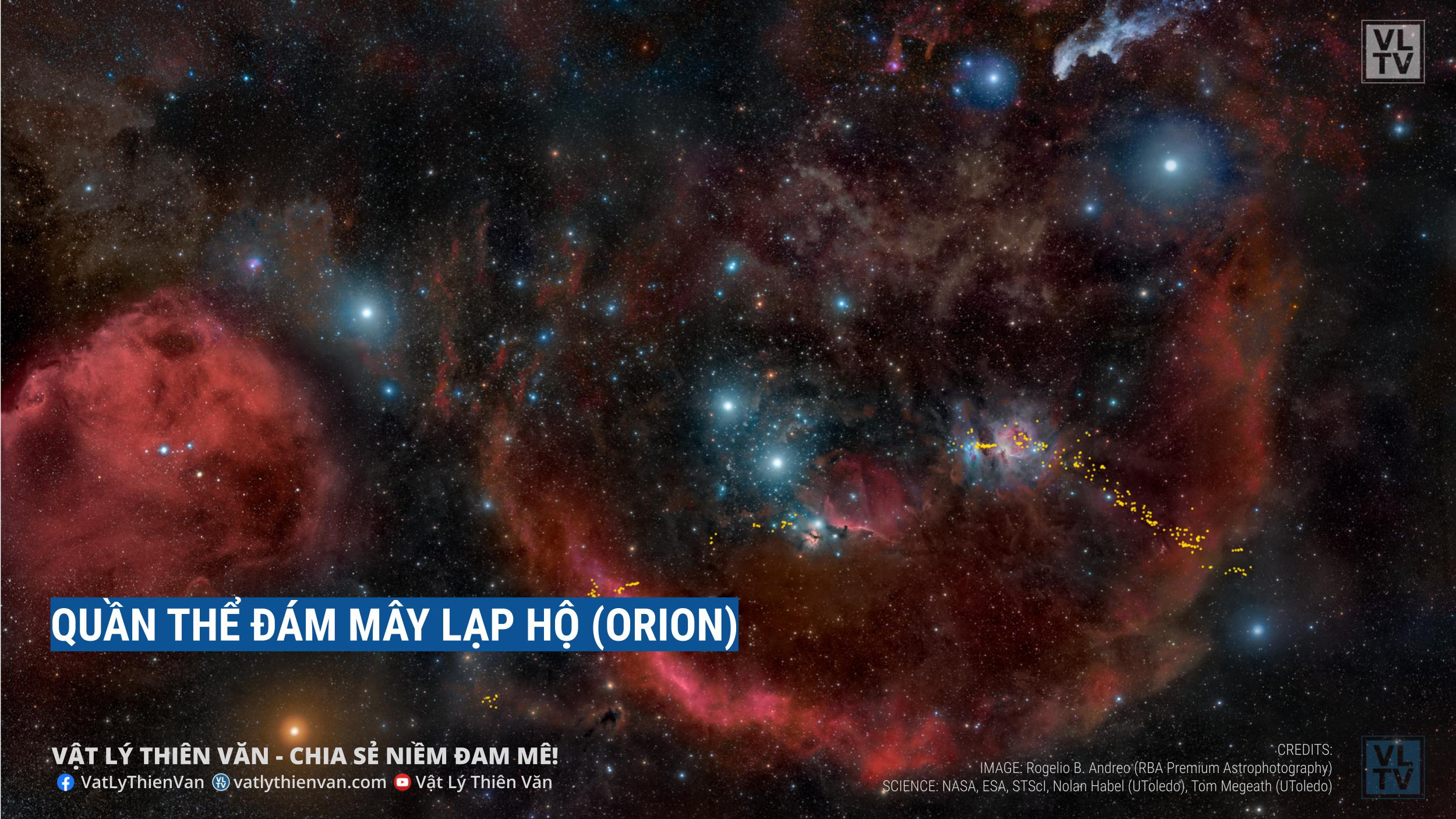 Hình ảnh toàn bộ quần thể đám mây Lạp Hộ (Orion), khu vực hình thành sao chính gần nhất với Trái Đất.
